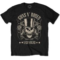 Famous Rock Shop GUNS N' ROSES TOP HAT, SKULL & PISTOLS LAS VEGAS UNISEX T-SHIRT