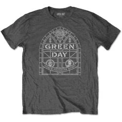 Famous Rock Shop Green Day Stained Glass Arch Unisex Tee Grey