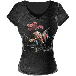 Famous Rock Shop Iron Maiden Trooper Girls Tee Acid Wash