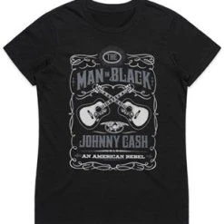 Famous Rock Shop Johnny Cash - American Rebel Black Ladies Tee