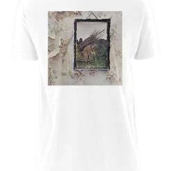 Music & Band Tees Led Zeppelin IV Album Cover White Unisex Tee T-Shirt.