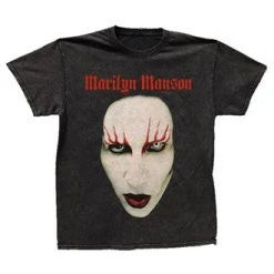 Famous Rock Shop Marilyn Manson - Hollywood Face - Black Vintage Wash Unisex T-Shirt