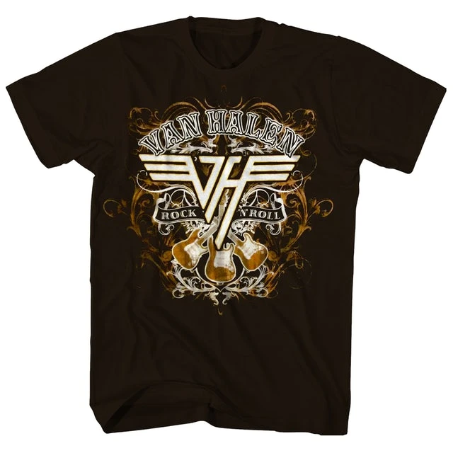 Famous Rock Shop Van Halen Rock N Roll Unisex Tee Brown 3 Famous Rock Shop Van Halen Rock N Roll Unisex Tee Brown