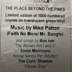 Famous Rock Shop Soundtrack Patton Place Beyond The Pines Limited Translucent Vinyl LP -Famous Rock Shop image 2ab77719 ea4d 4273 9257 0647d594286e 800x