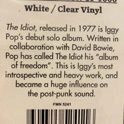 Famous Rock Shop/Vinyl Records Iggy Pop The Idiot Limited Edition White Clear Vinyl -Famous Rock Shop image 7062d8eb aabb 489f 8312 181677a6a63a 800x